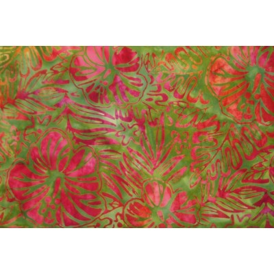 Grøn bali m. rød/pink blomstermønster